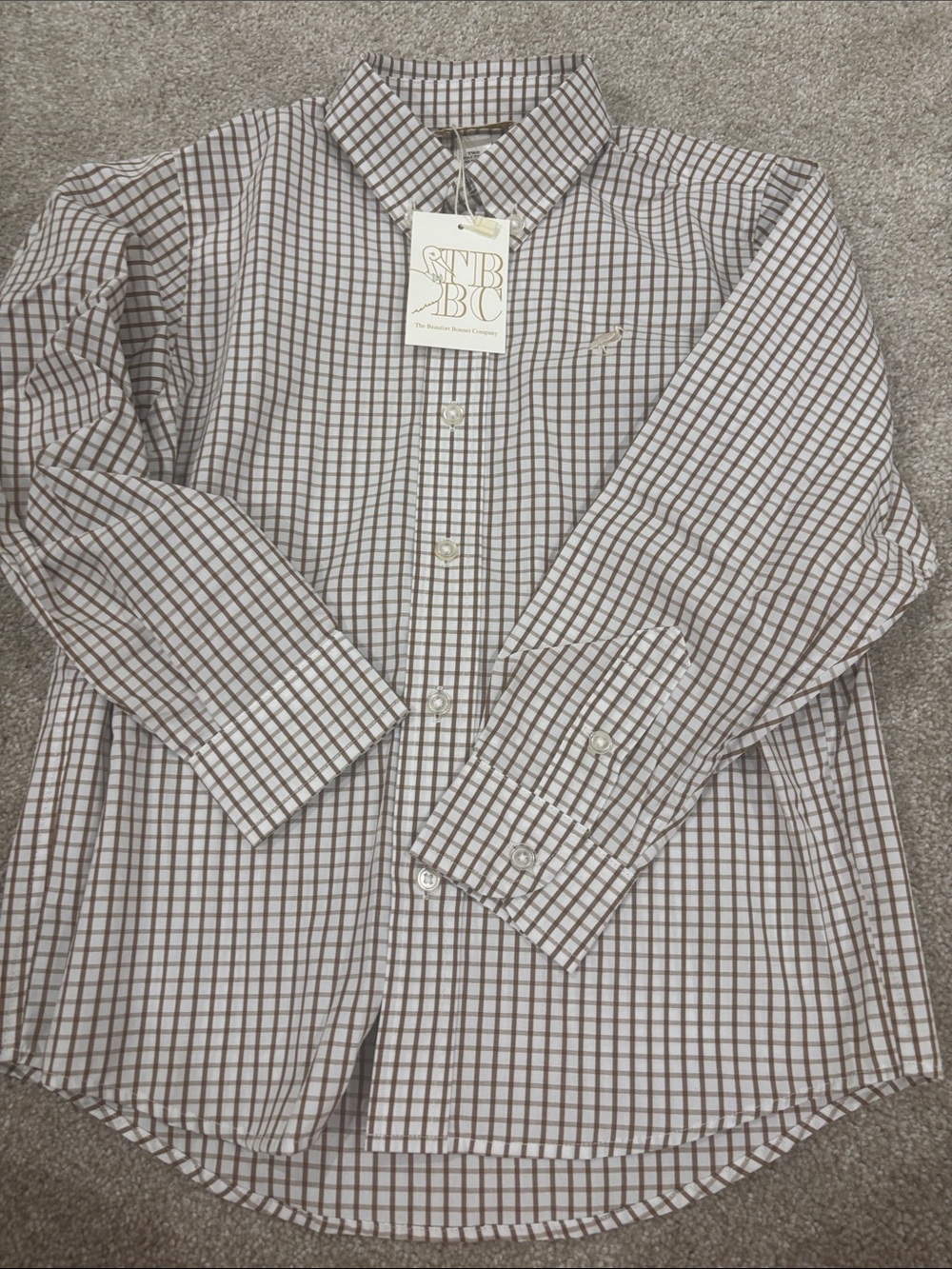 TBBC Brown Checked Long-Sleeve Boys Shirt